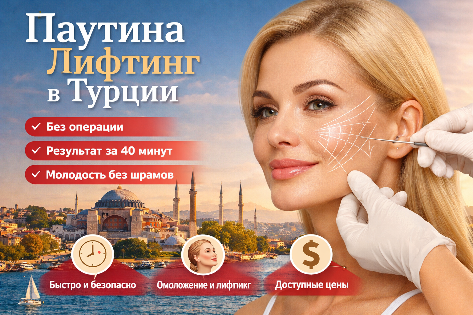 Подтяжка лица нитями Паутина в Турции