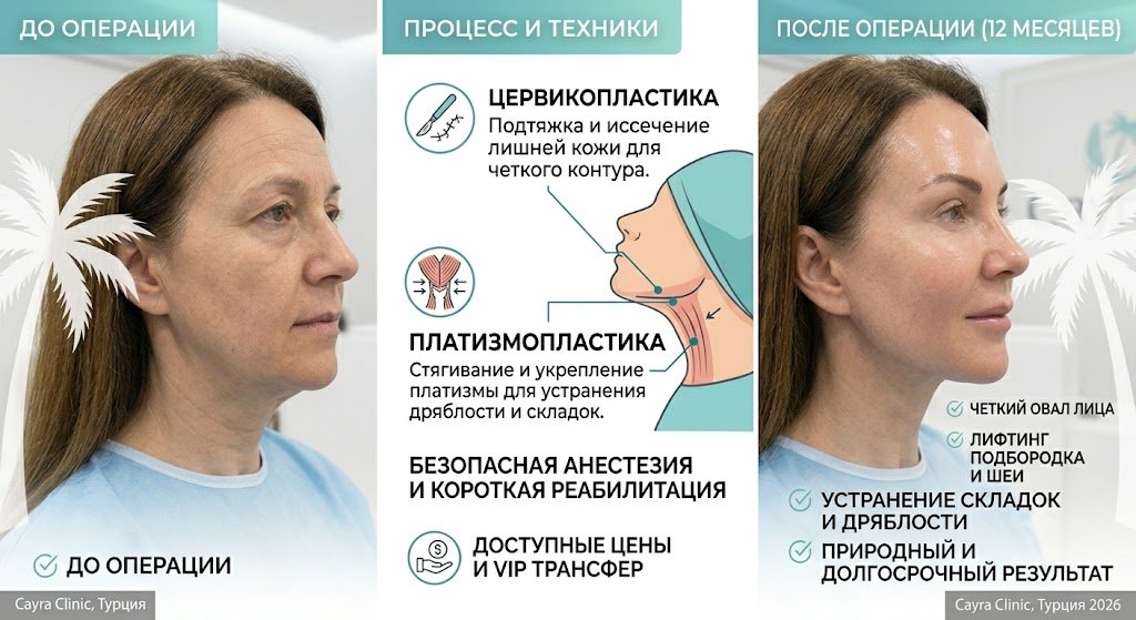 Подтяжка шеи в Турции: Цервикопластика и платизмопластика — полный гид 2026 