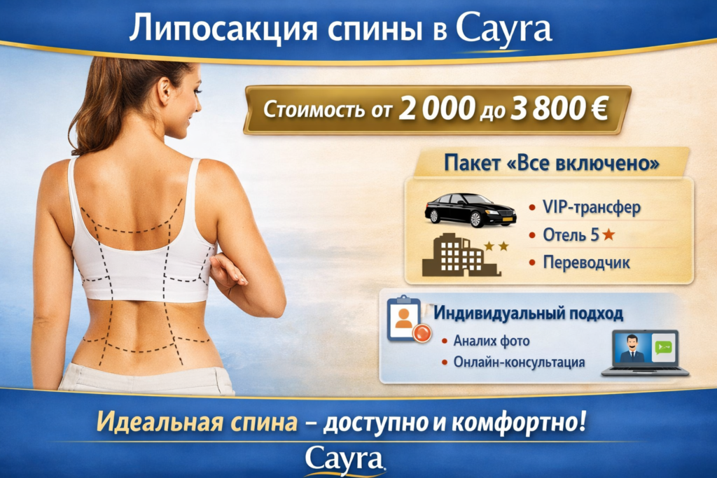 Цена липосакции спины в Турции